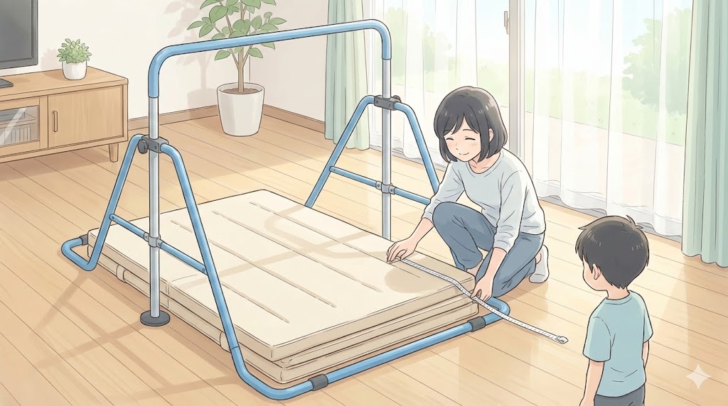 鉄棒のサイズとマットの大きさの関係