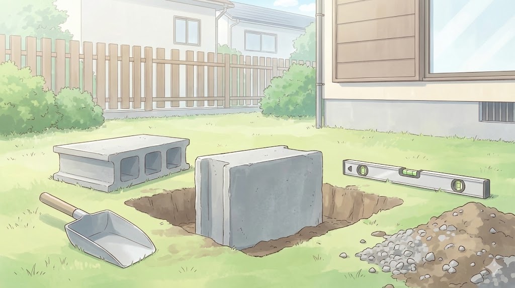 基礎ブロックの重さと埋設工事