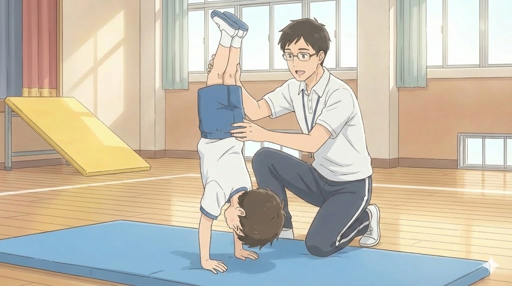 倒立前転のコツを掴む動作分析