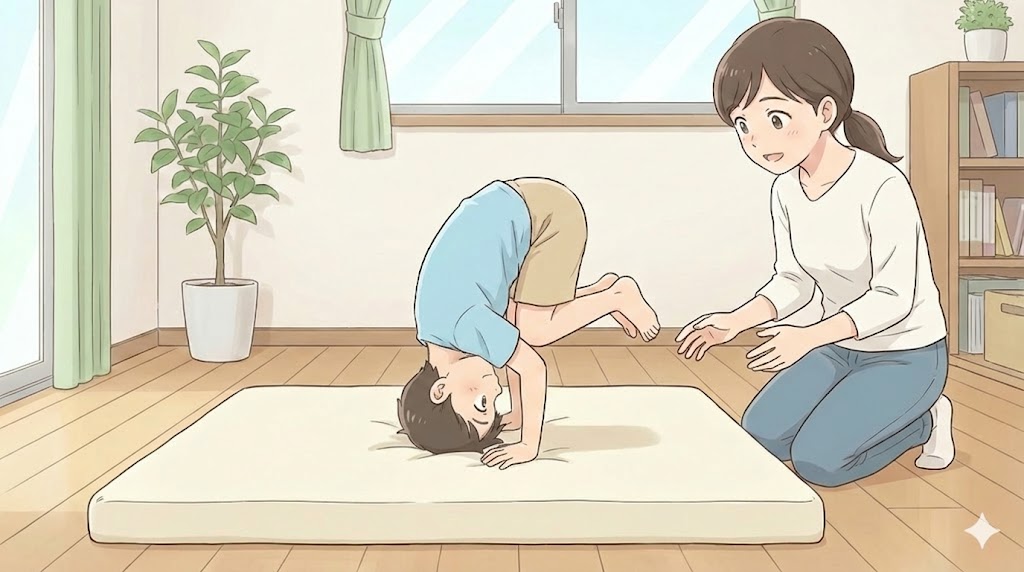 子どもが三点倒立をマスターする練習のコツ