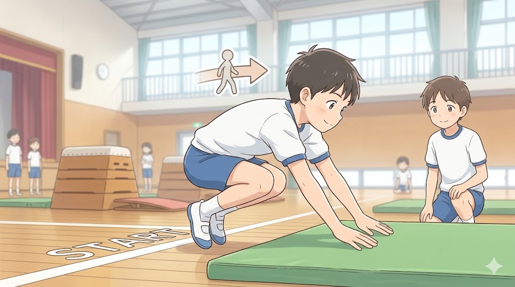 前方への重心移動を覚えるウサギ跳びのコツ