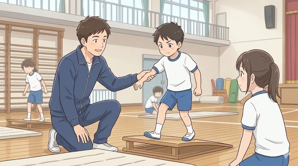 ロイター板を用いた段階的な技術指導