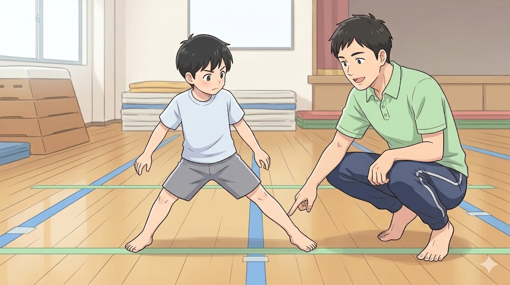 ラインを越えすぎる原因｜足の開き幅と歩幅