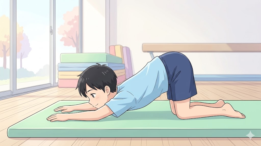 肩まわりを無理なくゆるめる「猫伸びのポーズ」