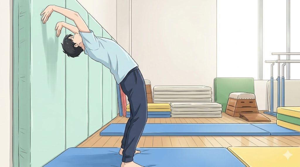 ステップ3：壁ブリッジで後ろに反る感覚をつかもう