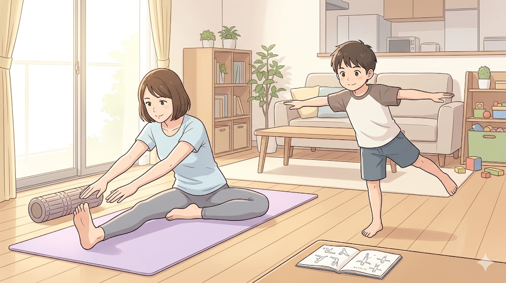 自宅では柔軟と補強を行う