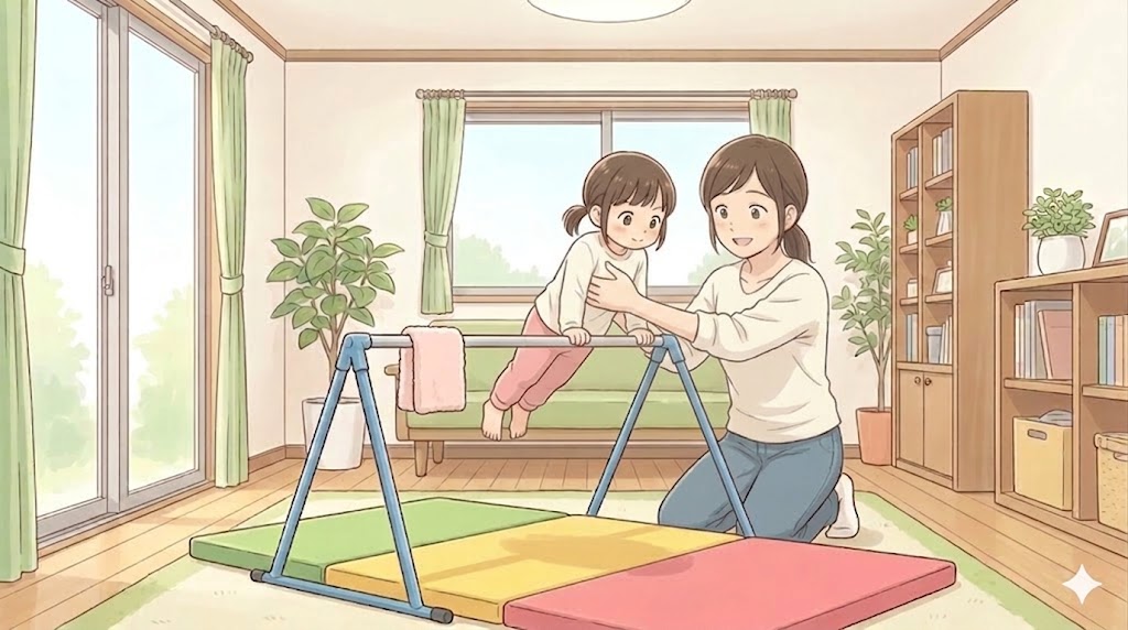 鉄棒の技を自宅で練習するときの安全ライン