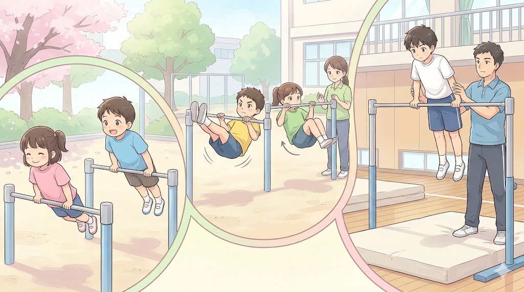 鉄棒の技一覧|初級・中級・上級の難易度別に整理